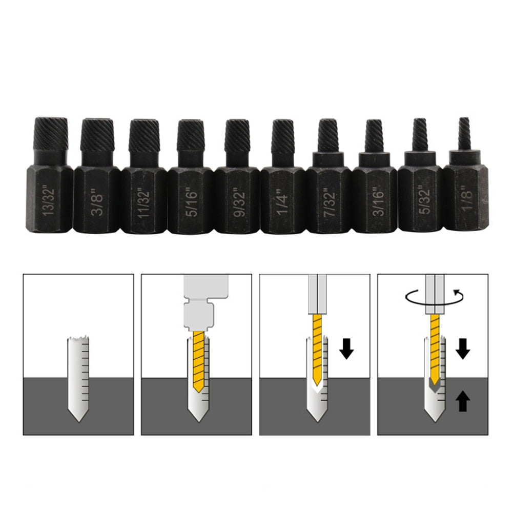 10/26pcs Screw and Bolt Extractor Drill Set