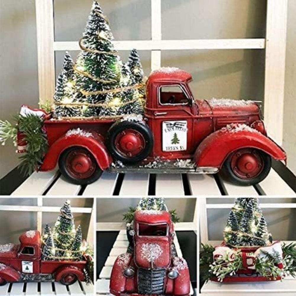 Truck Car Model 1 Set Beautiful Anti-deform Exquisite  Red Truck Christmas Decoration for Christmas