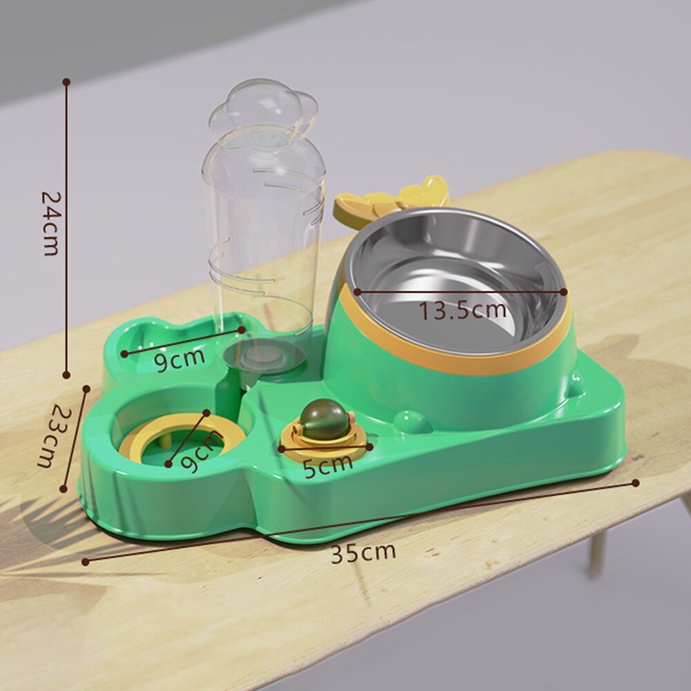 Automatic Pet Bowl   Food Water Feeder 4In1 Dispenser With Neck Protection