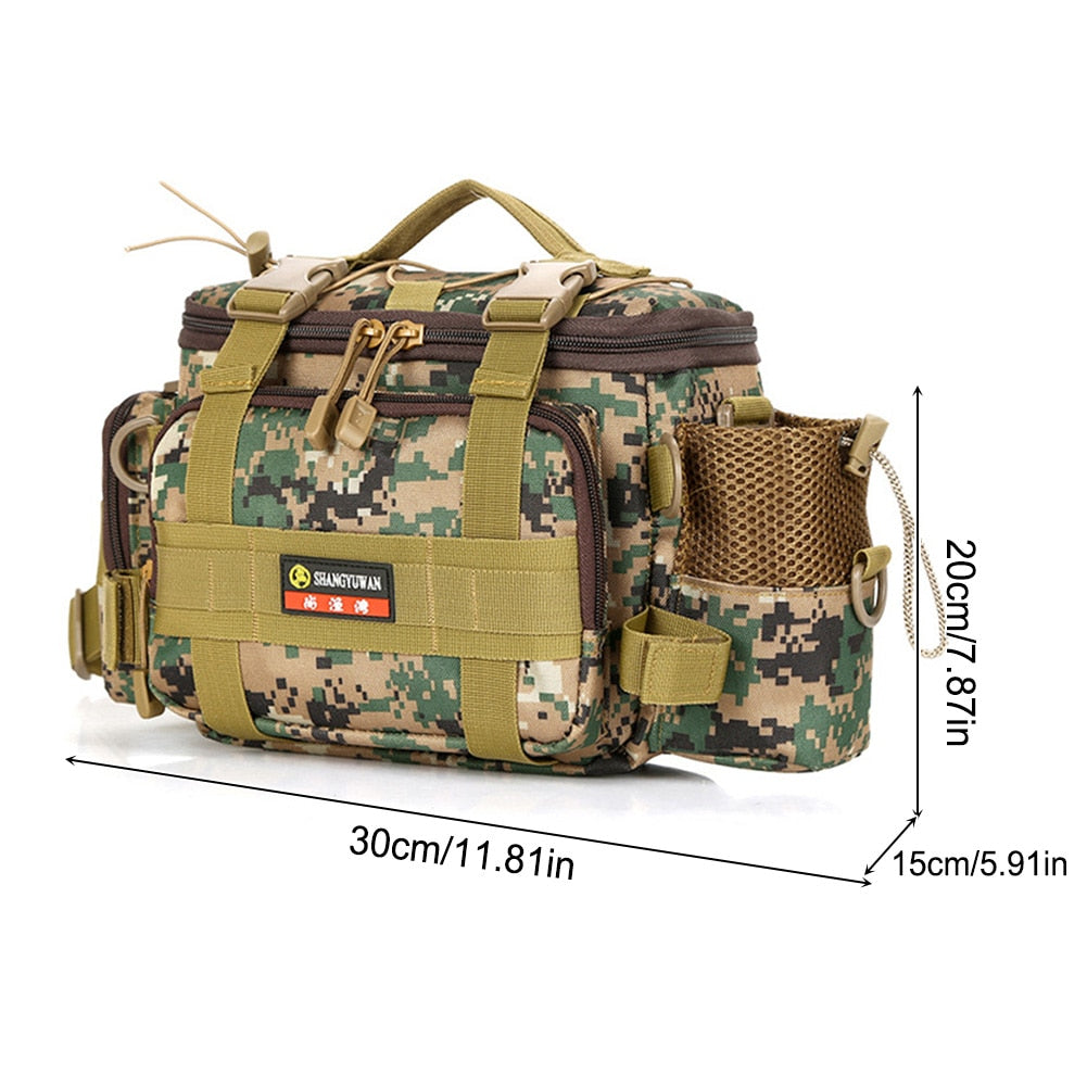 Nylon Fishing Crossbody Bag High-Capacity Camouflage Color Fishing Shoulder Bag