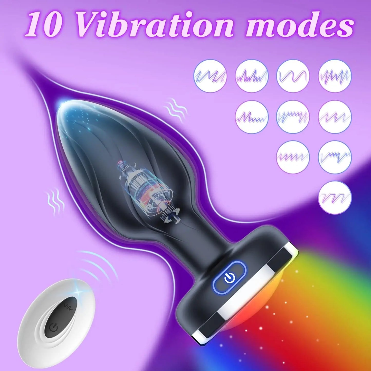 Vibrating Butt Plug Led Light Anal Plug Vibrator Prostate Massager Remote Control Buttplug Anus Sex Toys for Women Men Adult