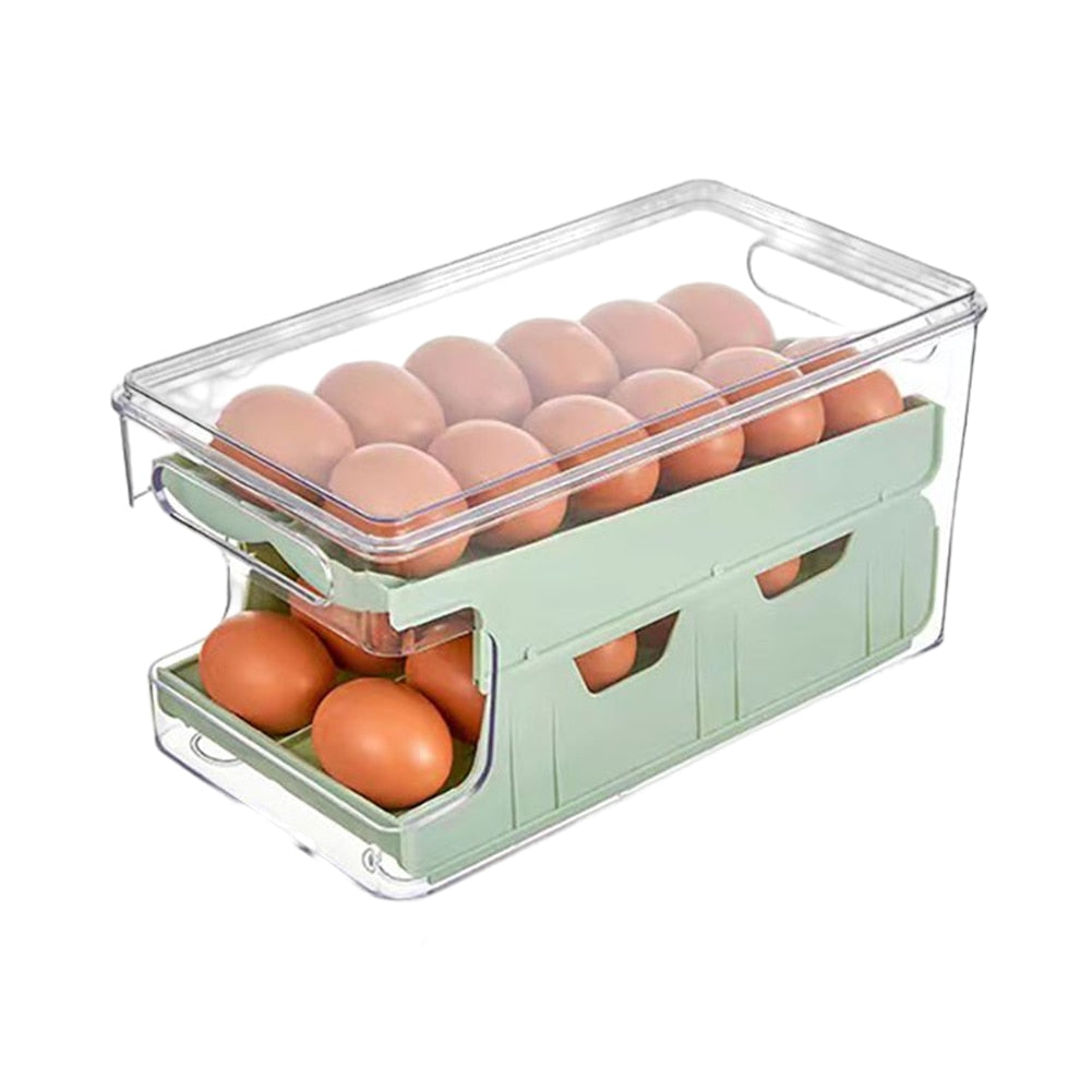 Rolling Slide Food Fridge Drawer Double-layer Plastic Egg Tray