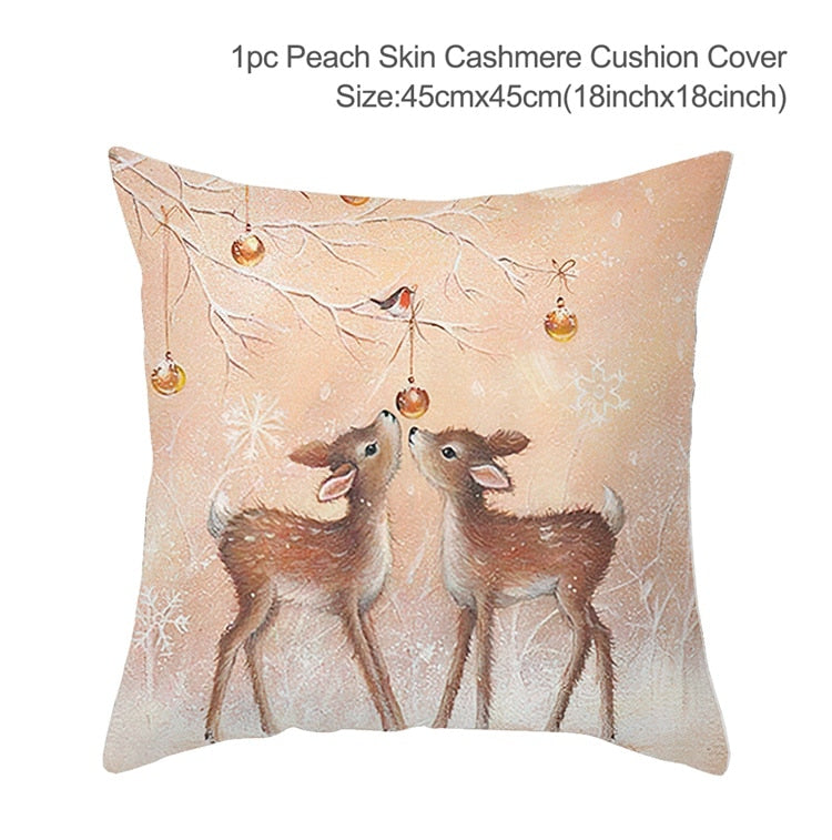 Christmas Elk Tree Cushion Cover Merry Christmas Decorations For Home 2023