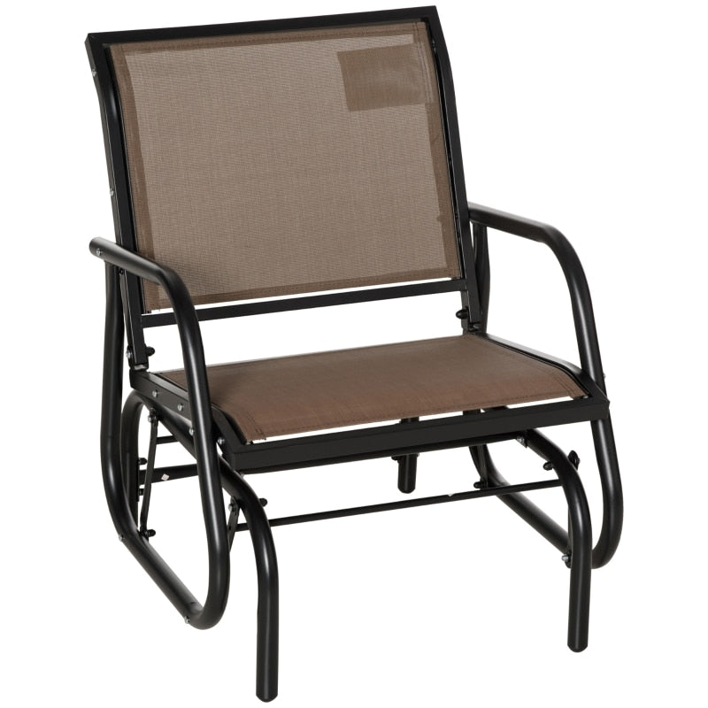 Brown Outdoor Glider with Breathable Mesh Fabric,