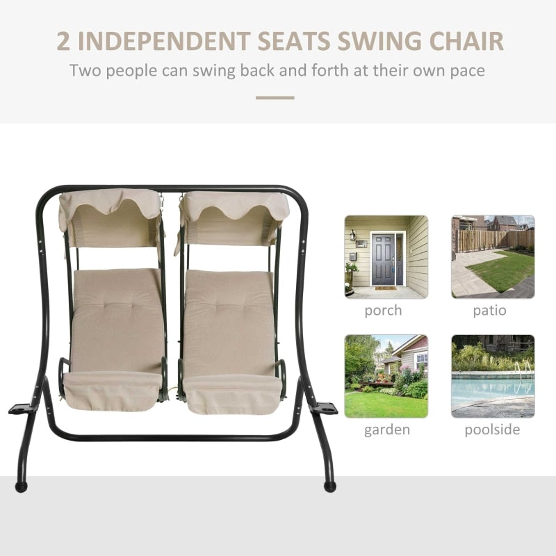 Modern 2-Seater Outdoor Patio Swing Chair,