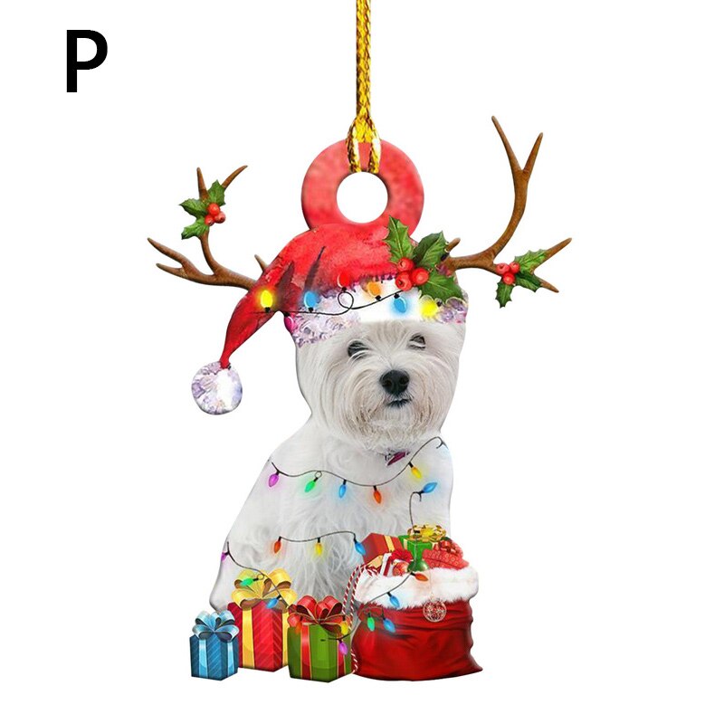 Christmas Resin Dog Ornament Tree Hanging Pendant