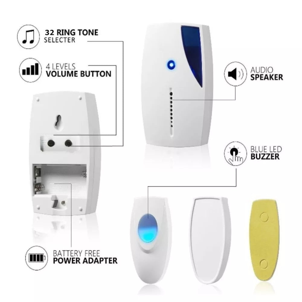 Wireless Doorbell 30m Range Cordless Music Door Bell