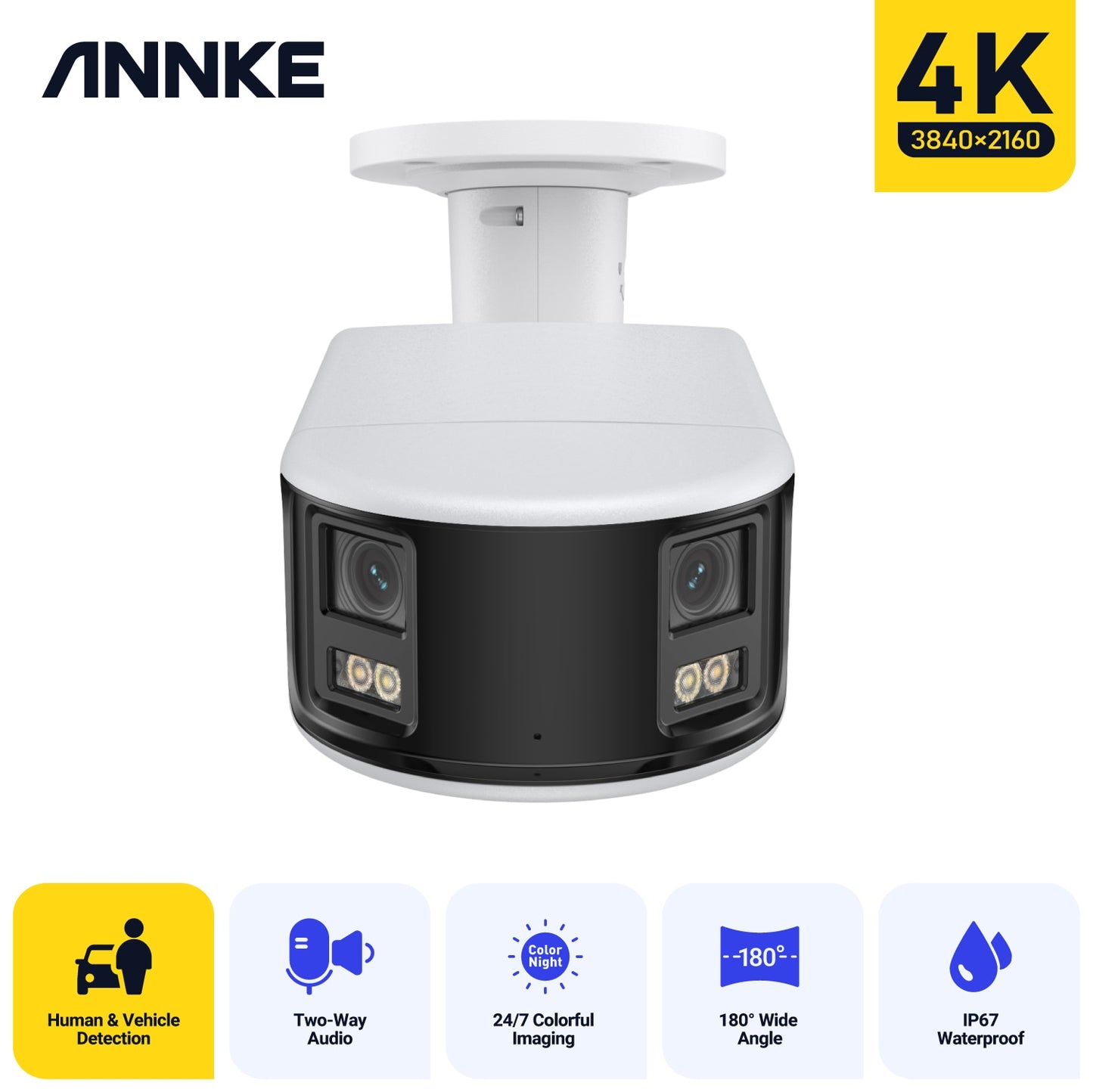 ANNKE 4K Camera Security Panoramic Wifi Dual Lens