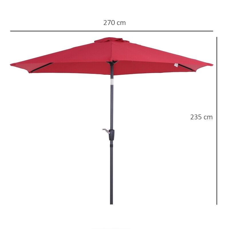 Outdoor Parasol Φ2.7x2.35m Umbrella with Aluminium Crank