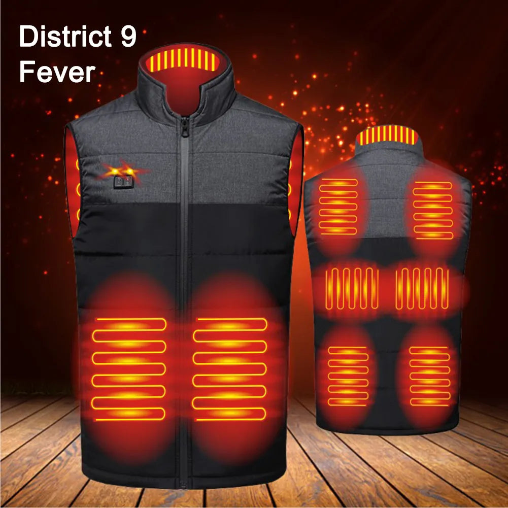 9-13 Areas Heated Vest Jacket for Men Women Coat USB Electric Heating Thermal Warm Clothes Winter Heated Vest for Skiing Hiking