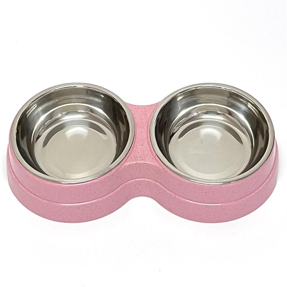 Double Pet Bowls Food Water Feeder With Stainless Steel Healthy Sanitary Small Size For Puppy Cat