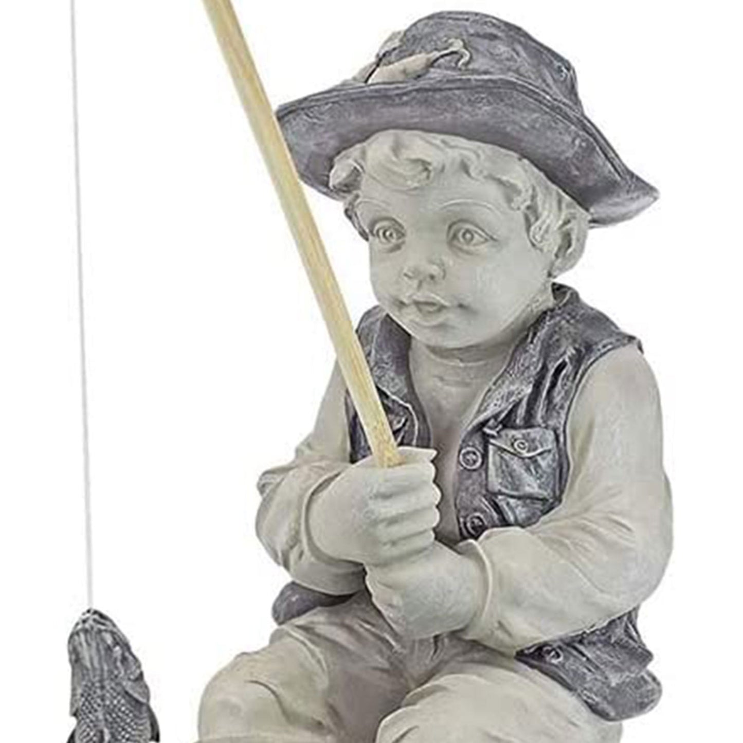 Garden Statue Gone Fishing Boy Yard Ornaments