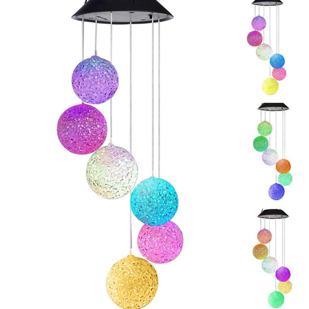 Solar Powered Outdoor LED Solar Round Ball Wind Chime