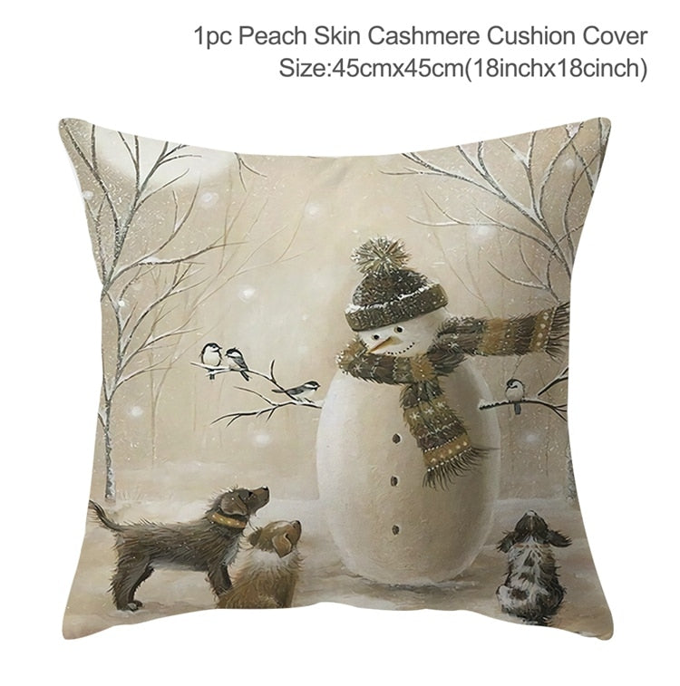 Christmas Elk Tree Cushion Cover Merry Christmas Decorations For Home 2023