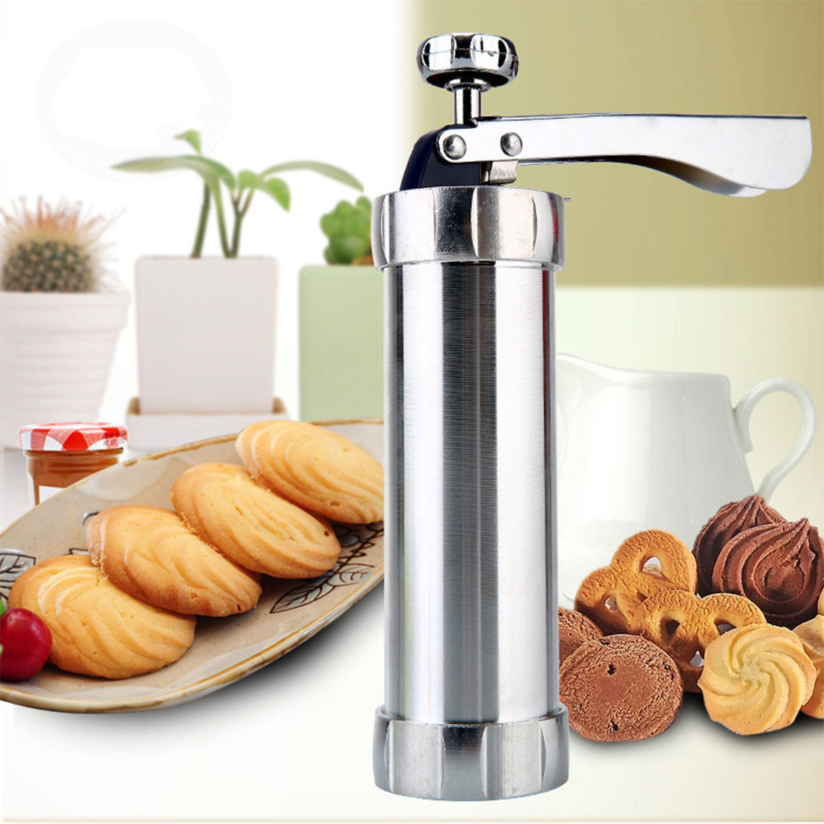 Cookie Hand Press Maker Kit Stainless Steel Cookie Mold