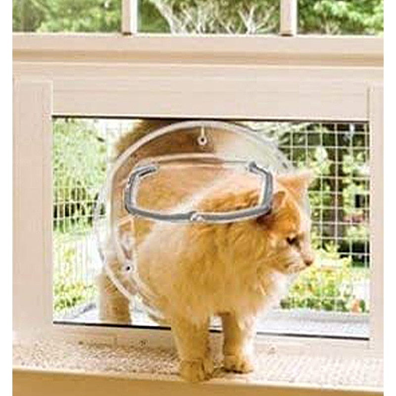 New Cat Hole Dog Door Controllable Access Direction Sliding Glass Pet Cat Dog Door