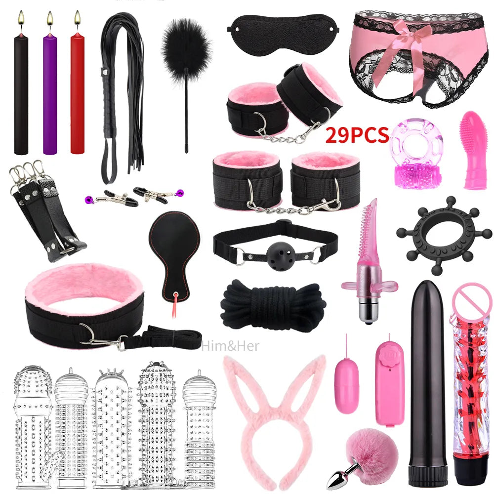 2023 NEW Vibrator Sexlove Suit Adult sex toys Bondage handcuffs whip mask sex metal anal plug female male adult Pornographic +18