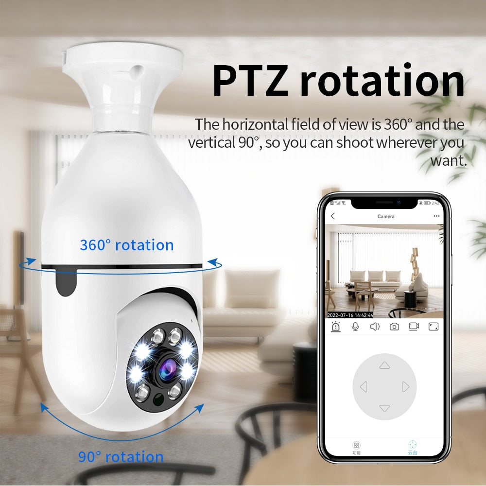 E27 Surveillance Camera LED Light Bulb Socket 360° WiFi Security Protection 720P HD Camera with 16G/32G/64G Memory Card for Home