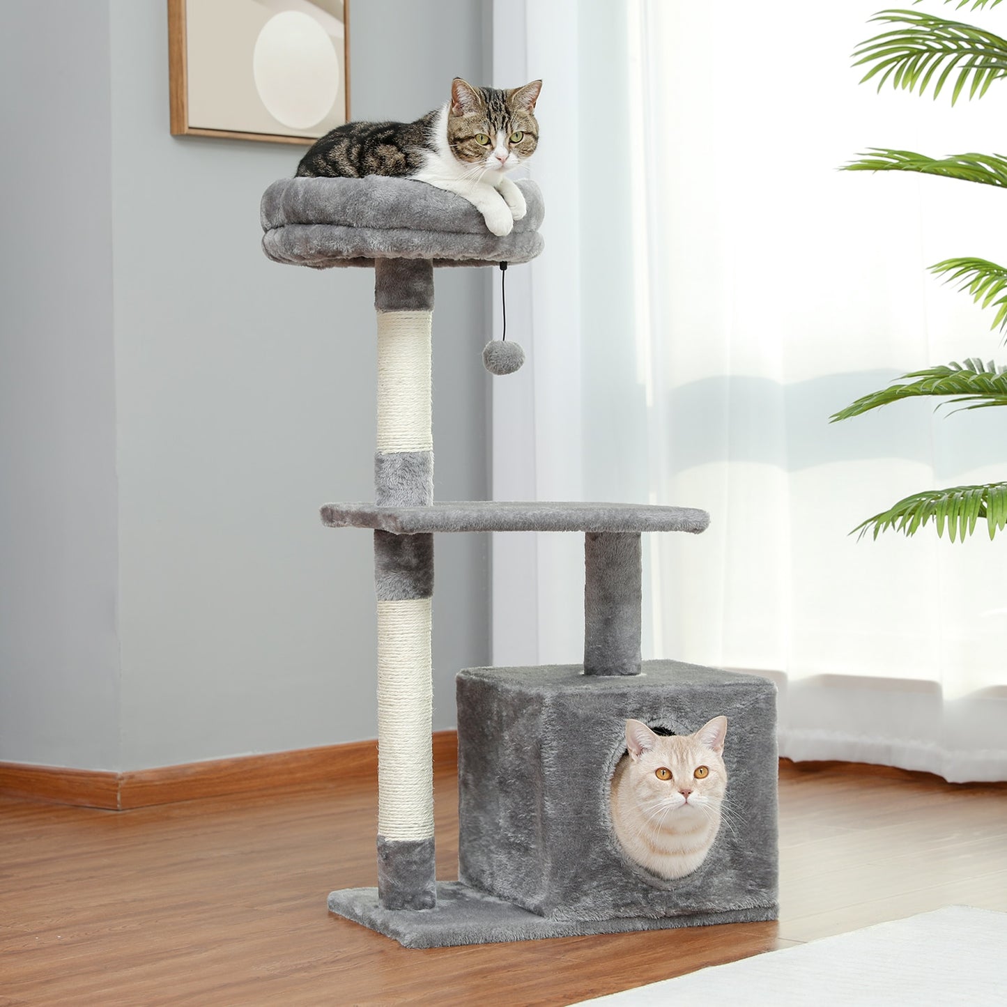 Cat Tree Tall Cat Tower with Large Cat Condo Cozy Perch Bed Scratching Posts Cat Toys