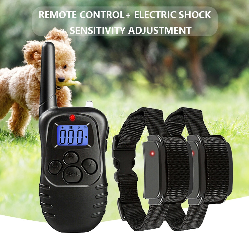 300M Anti Bark Electric Shock Collar Rechargeable  with Remote 4 Training Modes Dog Training