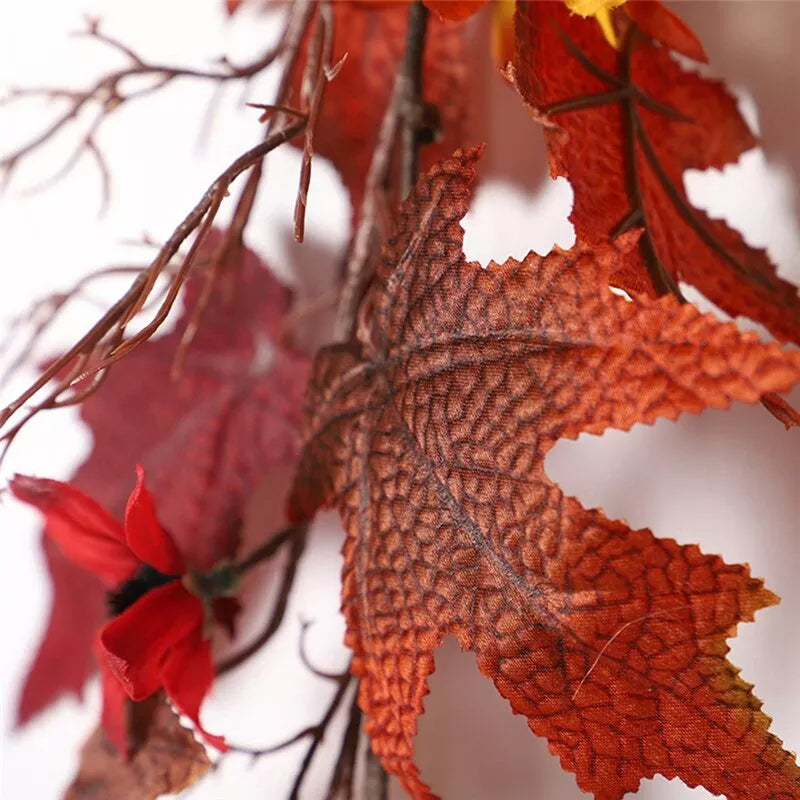 Artificial Vine Red Autumn Maple Leaf Fake Garland Plants Foliage String