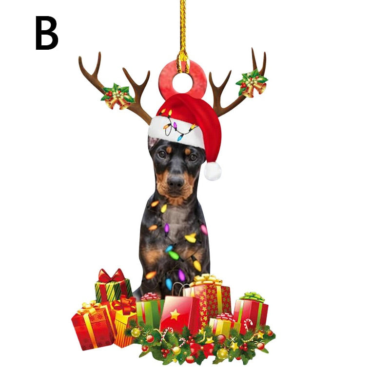 Christmas Resin Dog Ornament Tree Hanging Pendant