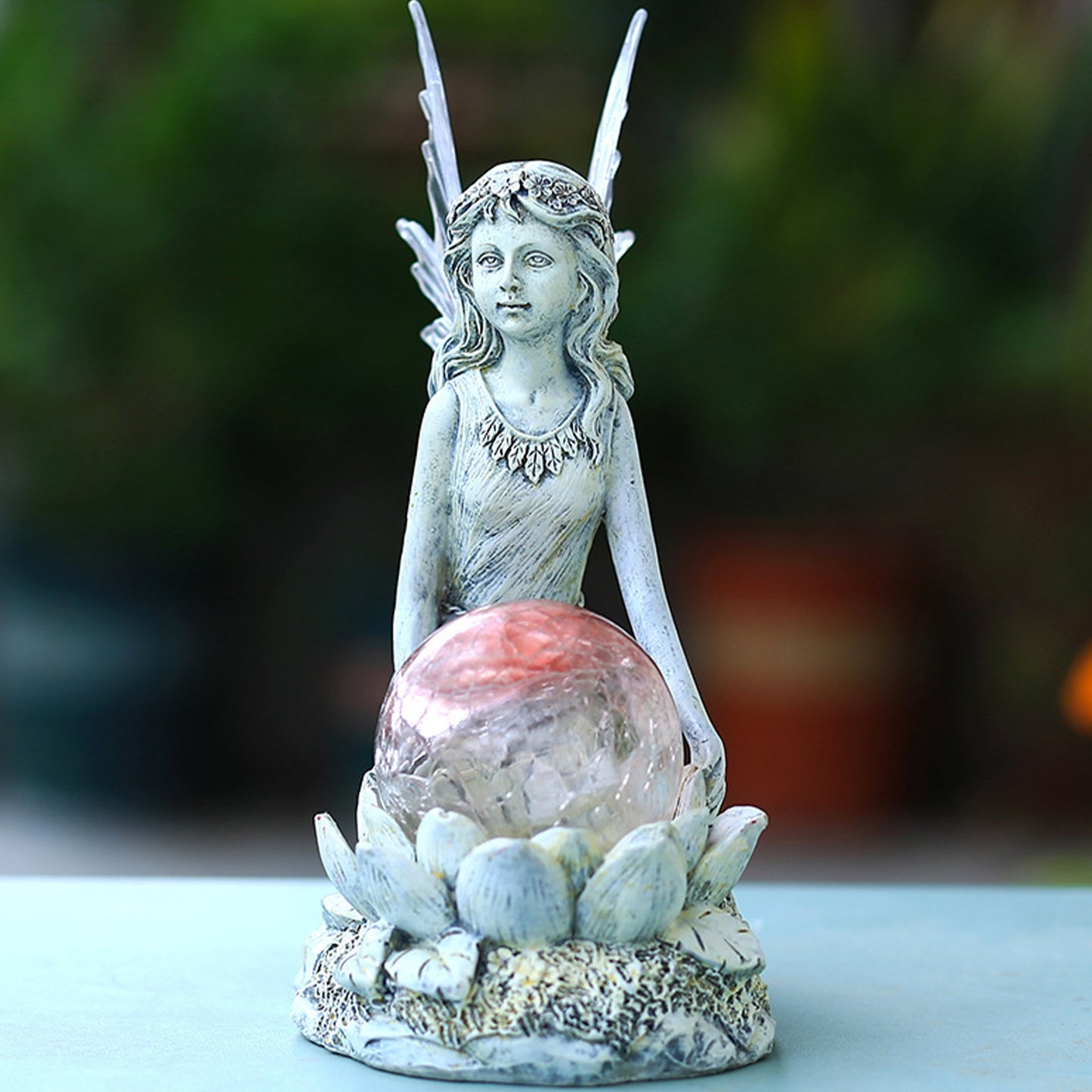 Solar Resin Flower Fairy Light Garden Statue Crafts