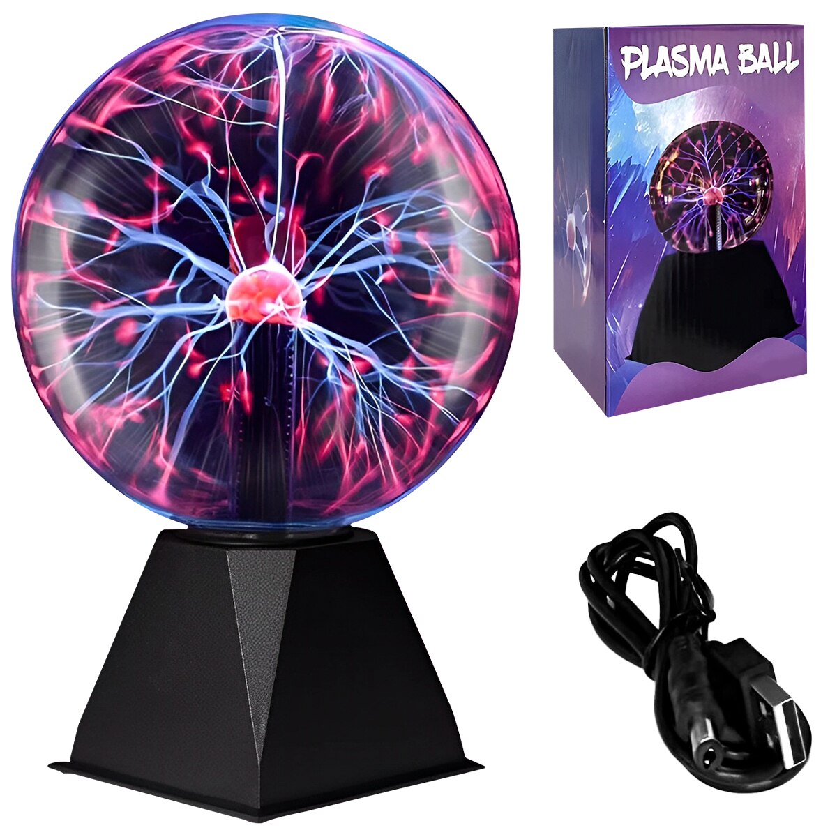 4/6inch Glass Plasma Ball Lamp Voice Control Electrostatic Sphere Flashing