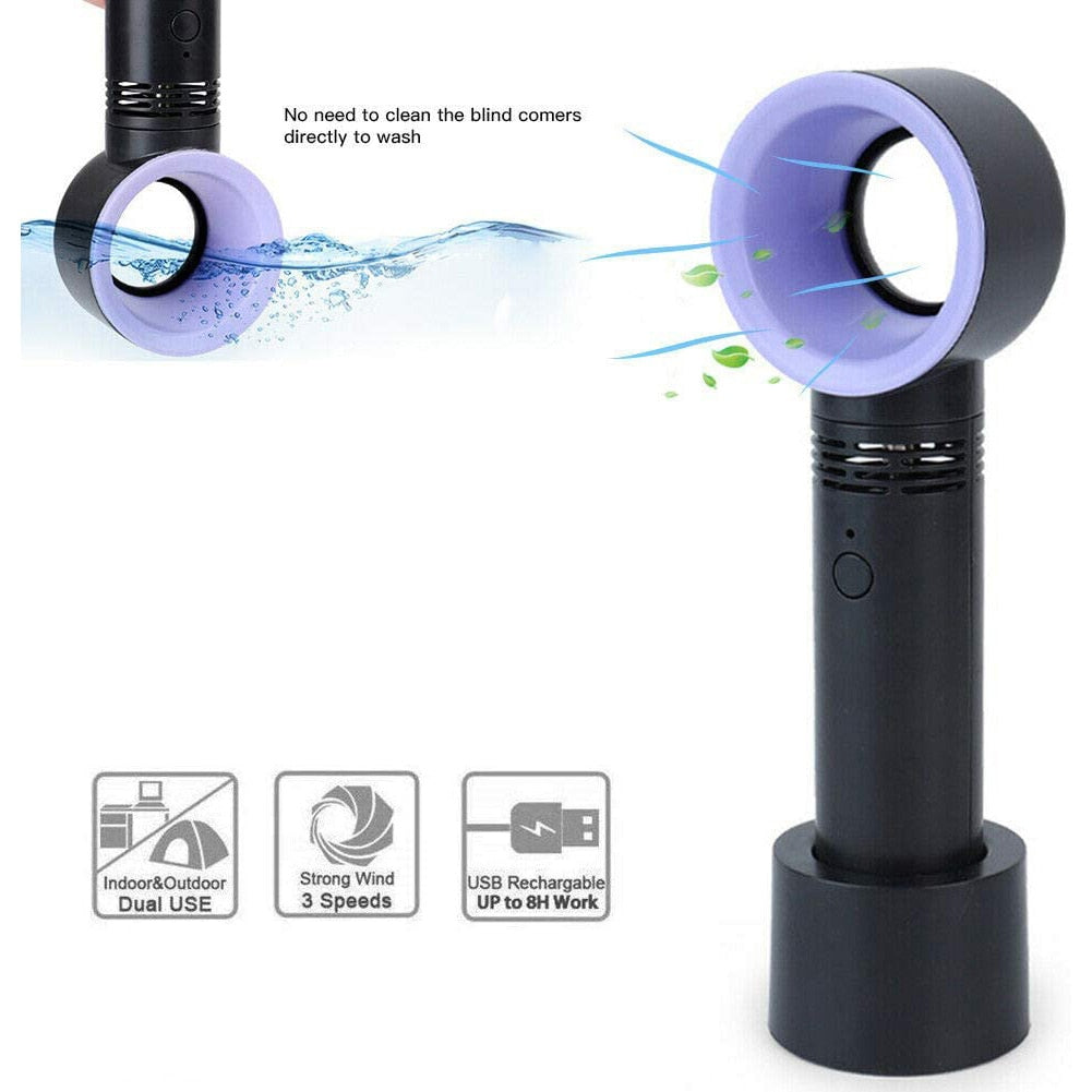 Mini Portable Handheld Bladeless Fan USB Rechargeable