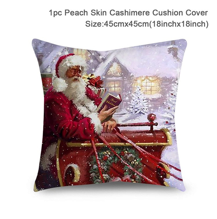 Christmas Elk Tree Cushion Cover Merry Christmas Decorations For Home 2023