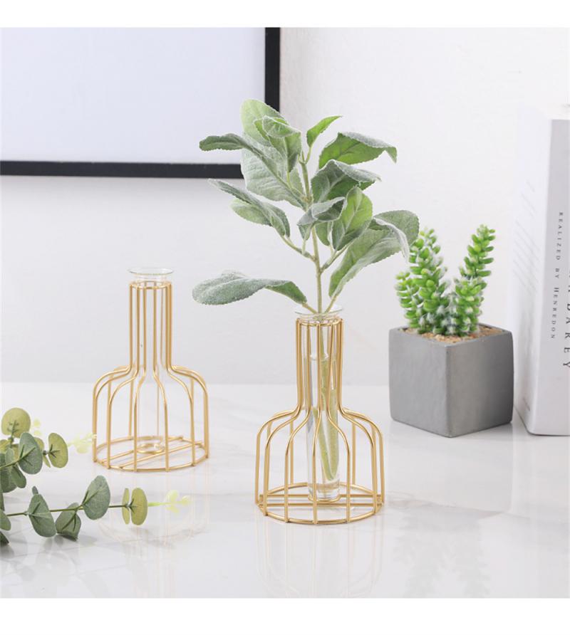 Transparent Glass Vase  Home Creativity Simple Metal Vases