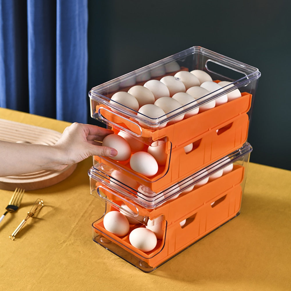 Rolling Slide Food Fridge Drawer Double-layer Plastic Egg Tray