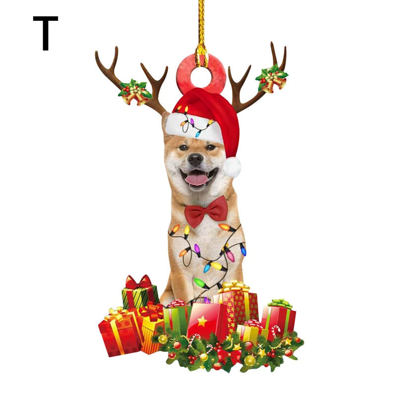 Christmas Resin Dog Ornament Tree Hanging Pendant