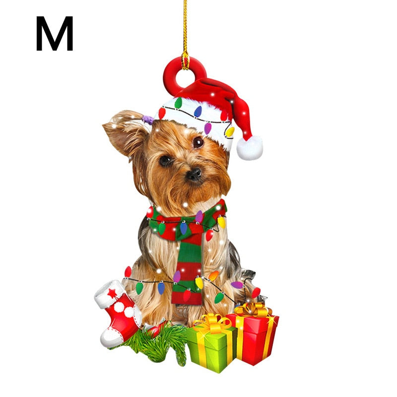 Christmas Resin Dog Ornament Tree Hanging Pendant