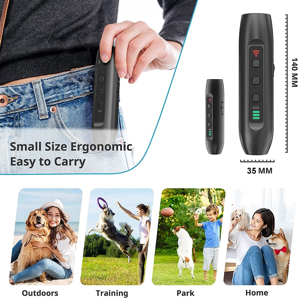 Ultrasonic Dog Trainer Rechargeable Plastic Training Device with LED Flashlight