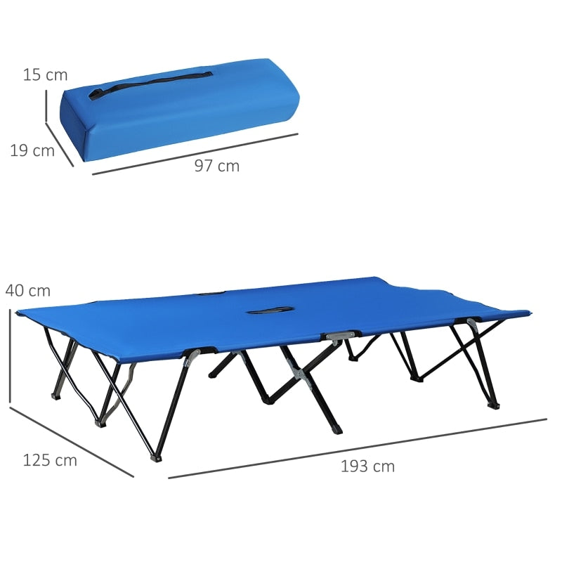 2 Person Folding Camping Cot for Adults, 50" Extra Wide Outdoor Portable Sleeping Co