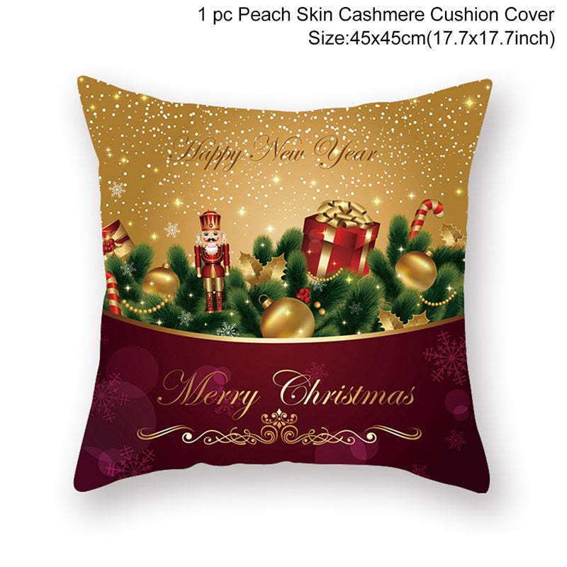 Christmas Elk Tree Cushion Cover Merry Christmas Decorations For Home 2023