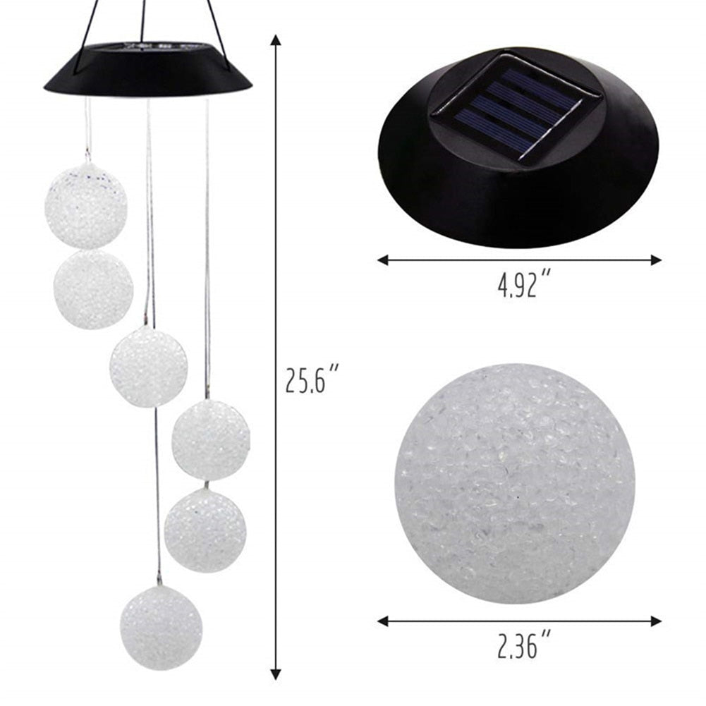 Solar Powered Outdoor LED Solar Round Ball Wind Chime