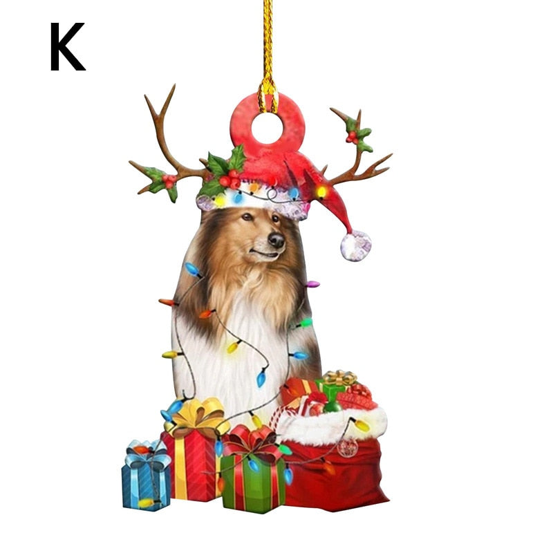 Christmas Resin Dog Ornament Tree Hanging Pendant