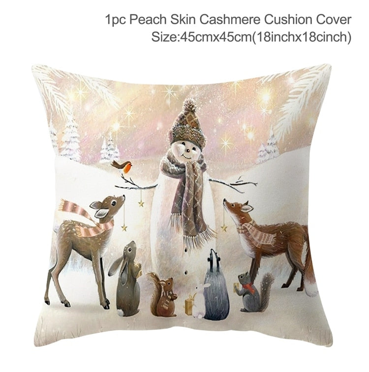 Christmas Elk Tree Cushion Cover Merry Christmas Decorations For Home 2023