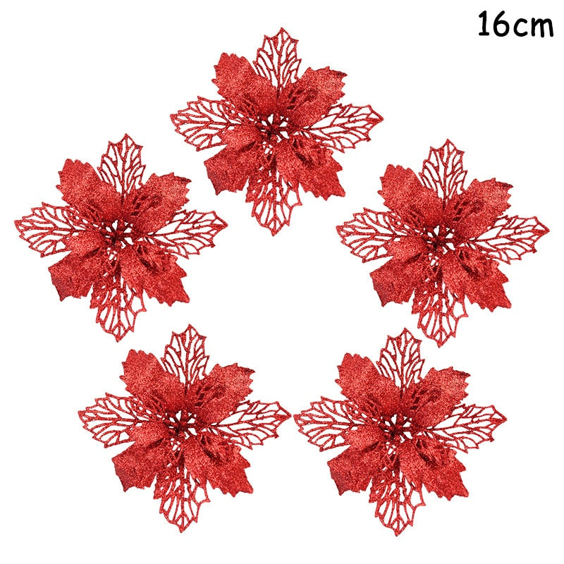 5Pcs Christmas Red Berry Articifial Flower Pine Cone Branch