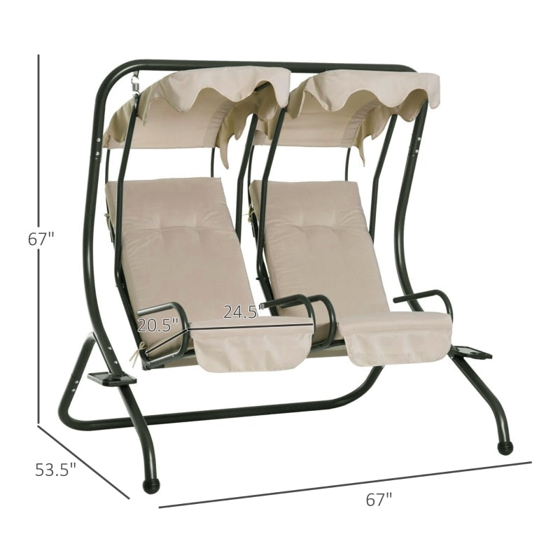 Modern 2-Seater Outdoor Patio Swing Chair,