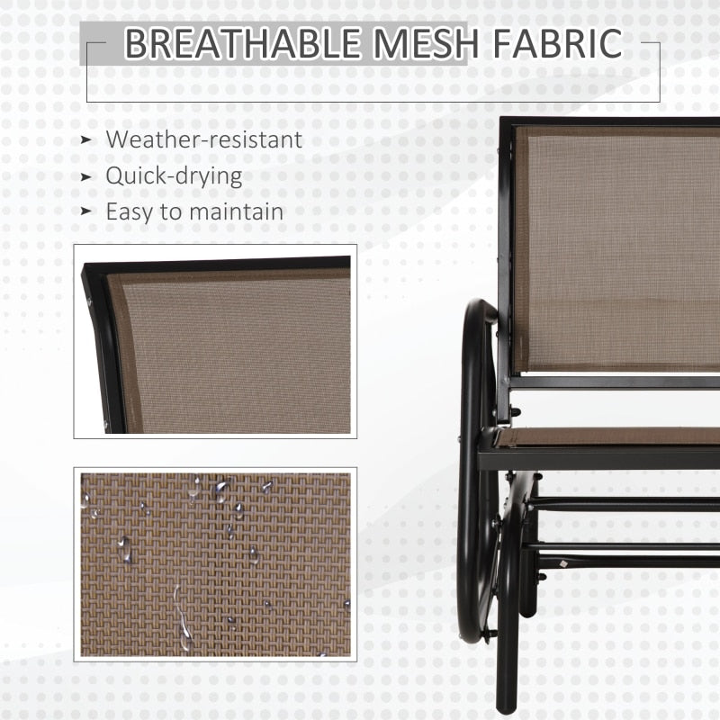 Brown Outdoor Glider with Breathable Mesh Fabric,