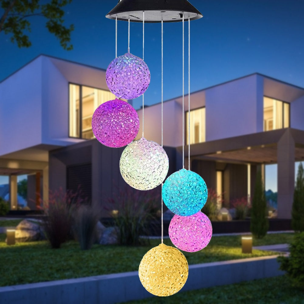 Solar Powered Outdoor LED Solar Round Ball Wind Chime