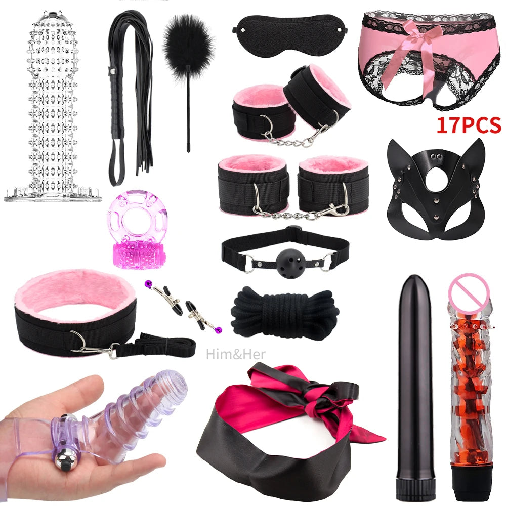 2023 NEW Vibrator Sexlove Suit Adult sex toys Bondage handcuffs whip mask sex metal anal plug female male adult Pornographic +18