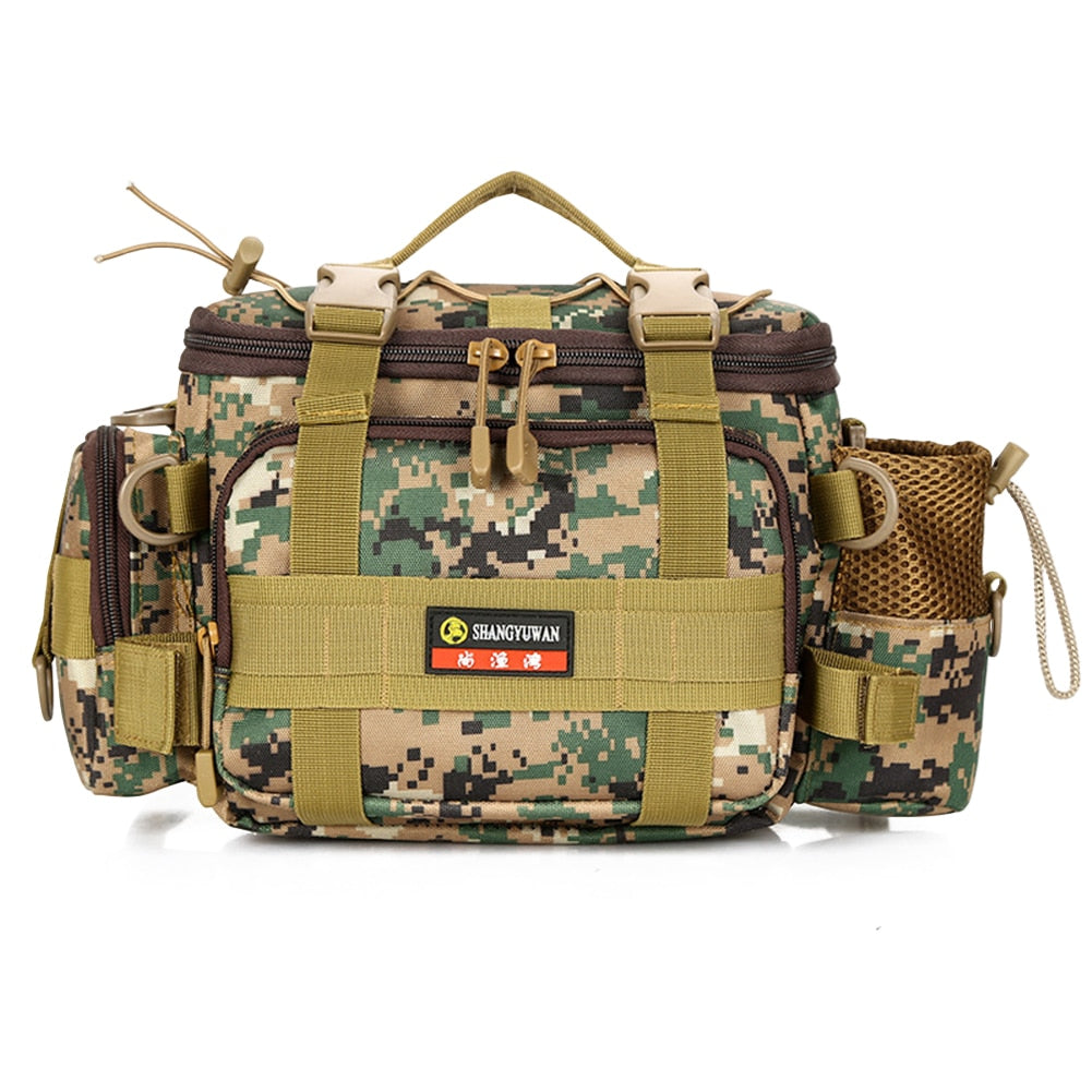 Nylon Fishing Crossbody Bag High-Capacity Camouflage Color Fishing Shoulder Bag