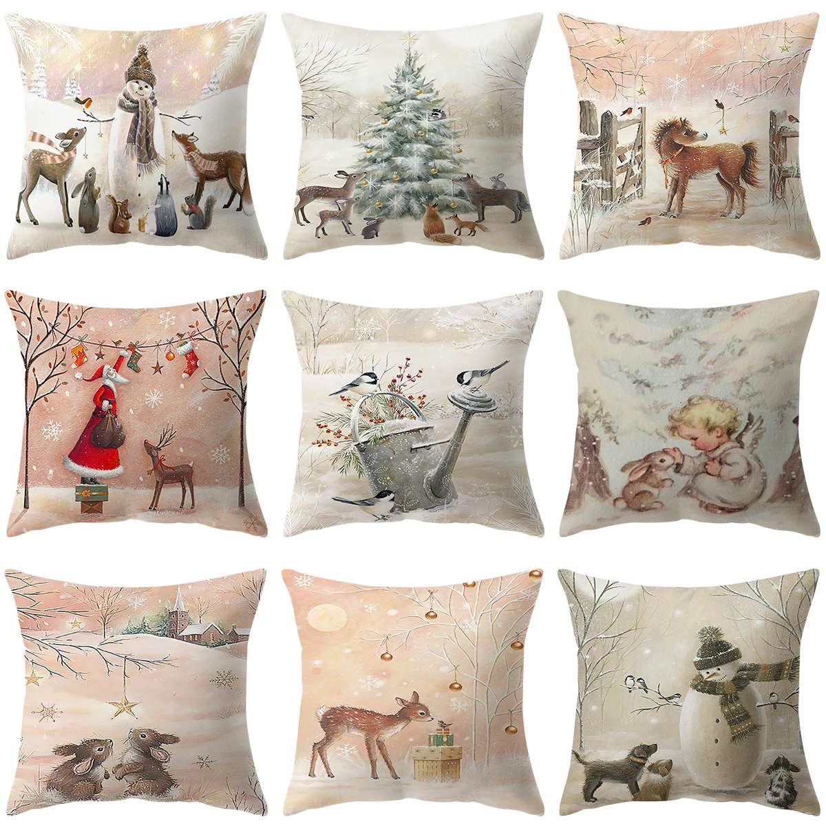 Christmas Elk Tree Cushion Cover Merry Christmas Decorations For Home 2023