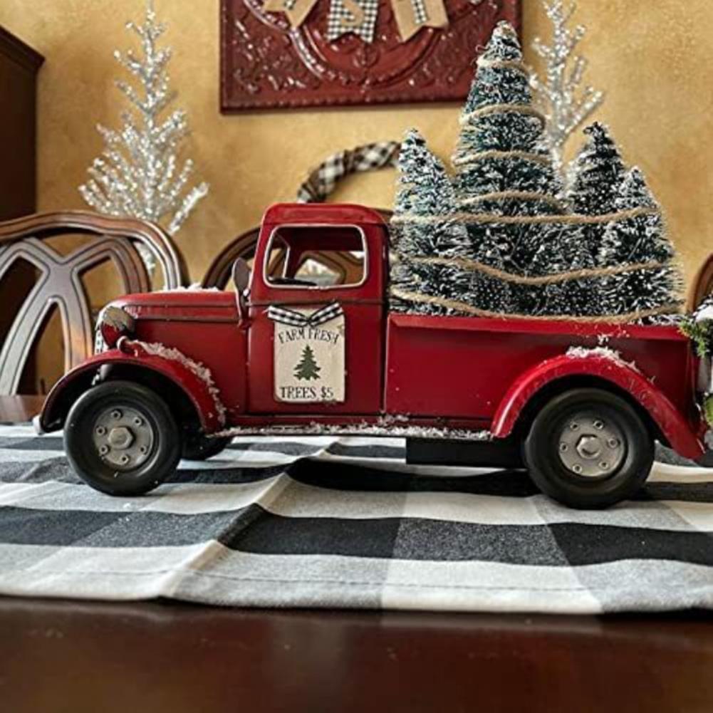 Truck Car Model 1 Set Beautiful Anti-deform Exquisite  Red Truck Christmas Decoration for Christmas