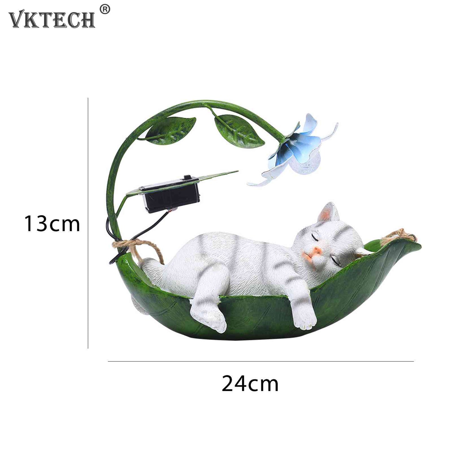 Solar Animal Figurines Decorative Lamp/ Luminous Resin Cat Sculpture Night Lamp