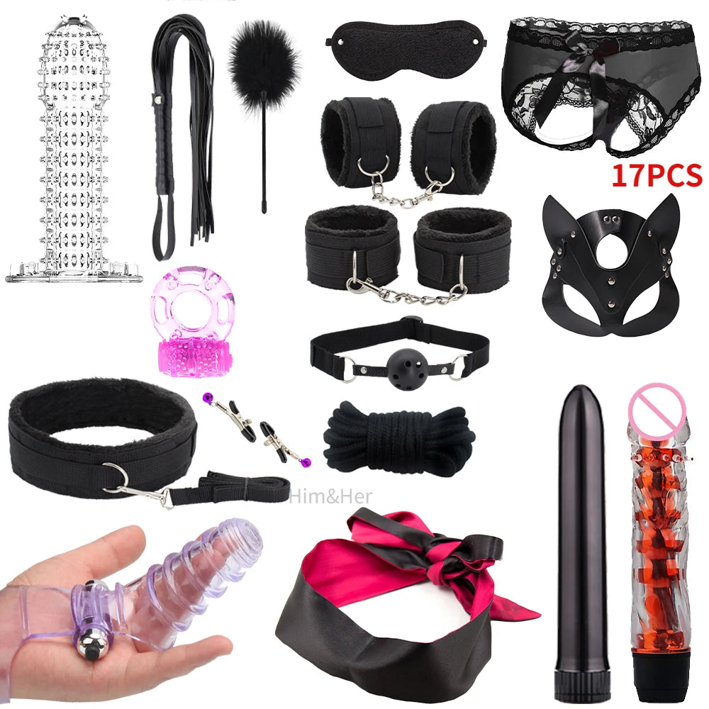 2023 NEW Vibrator Sexlove Suit Adult sex toys Bondage handcuffs whip mask sex metal anal plug female male adult Pornographic +18